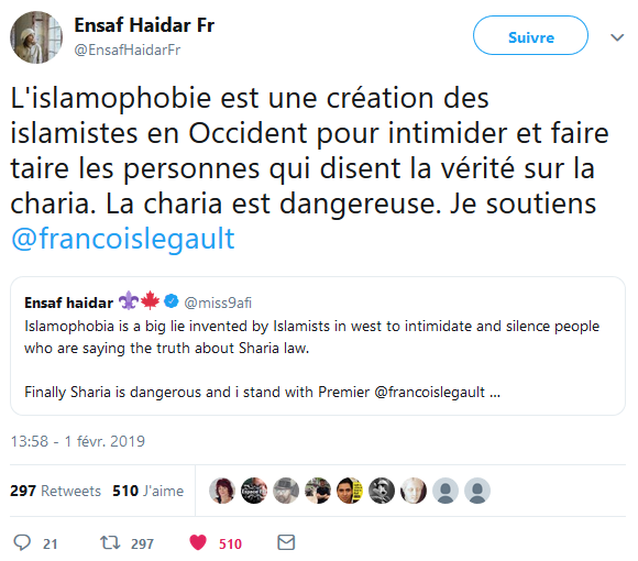 Tweet of Ensaf Haidar